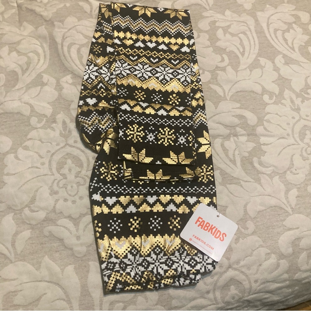 FabKids Black and Gold Patterned Leggings